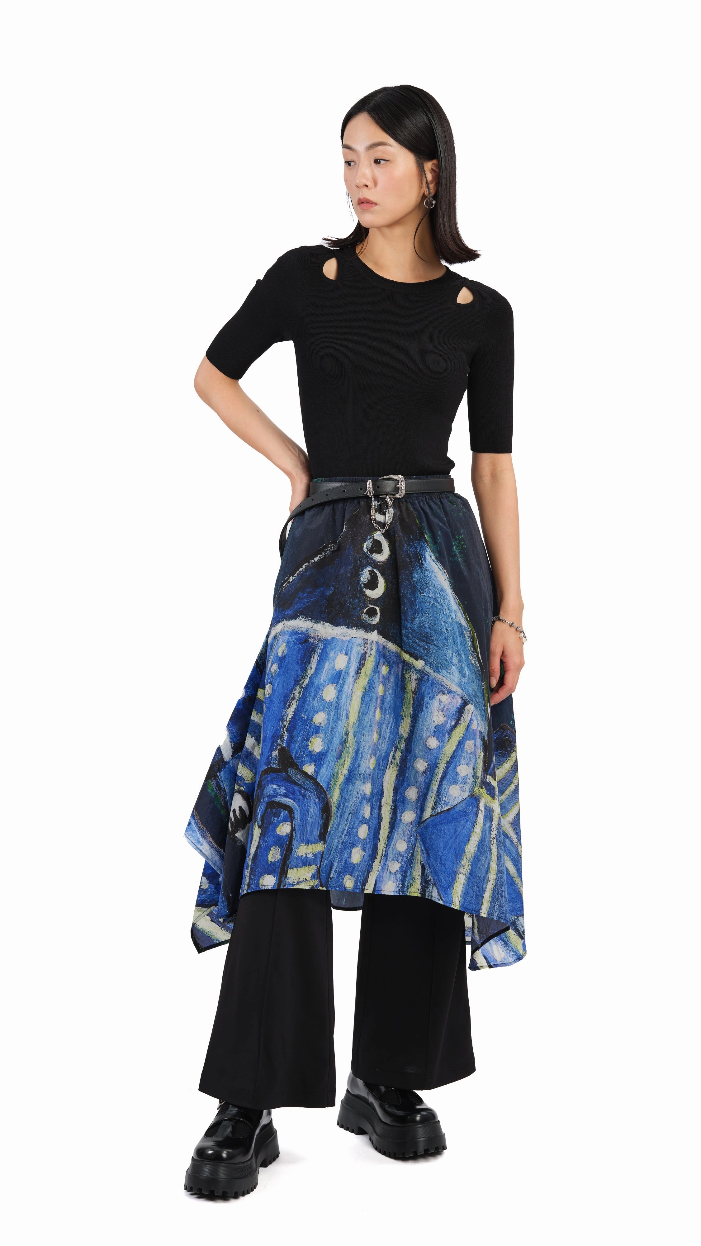 Selk'Nam Graphic Print Asymmetric Skirt