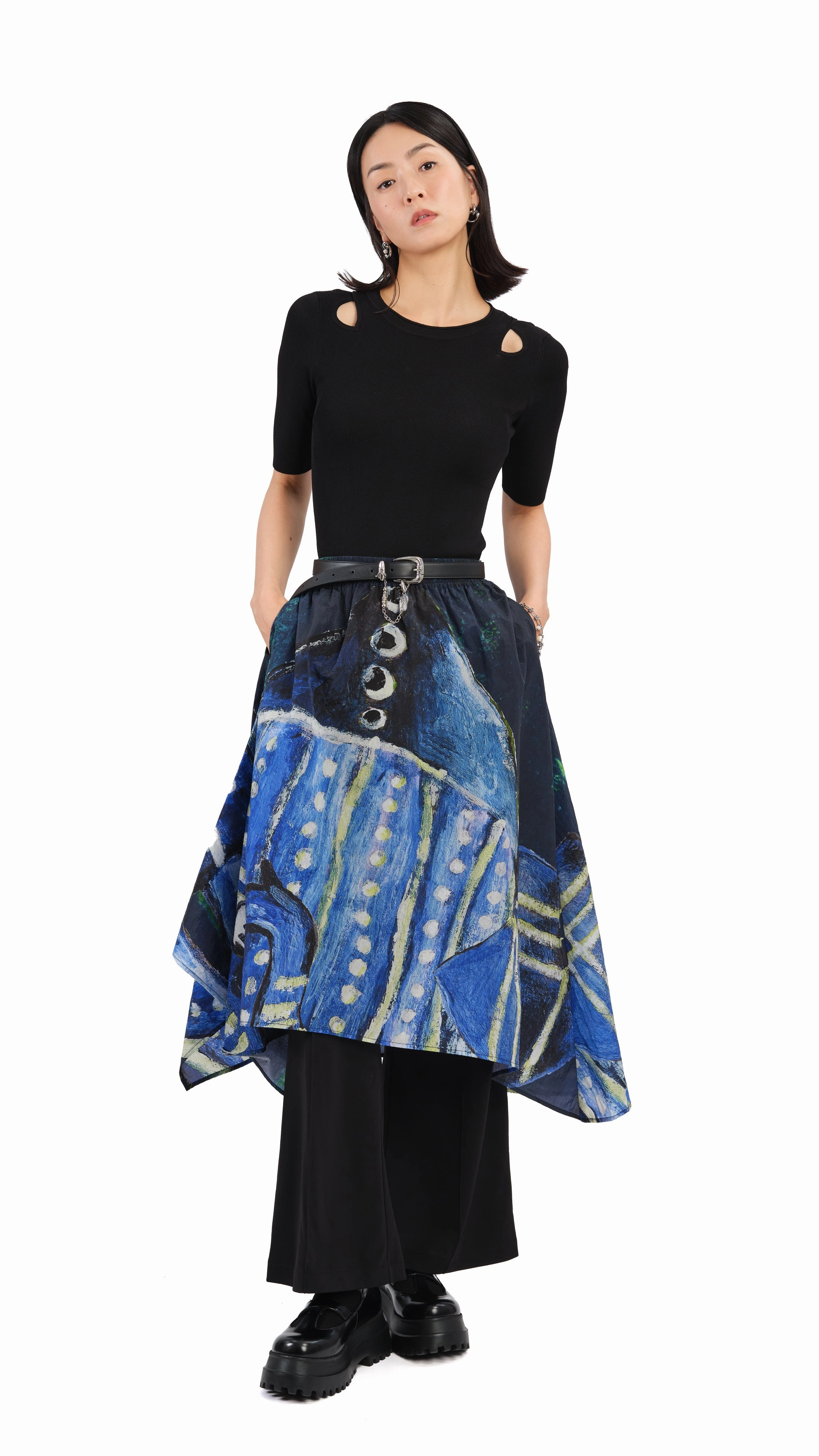 Selk'Nam Graphic Print Asymmetric Skirt
