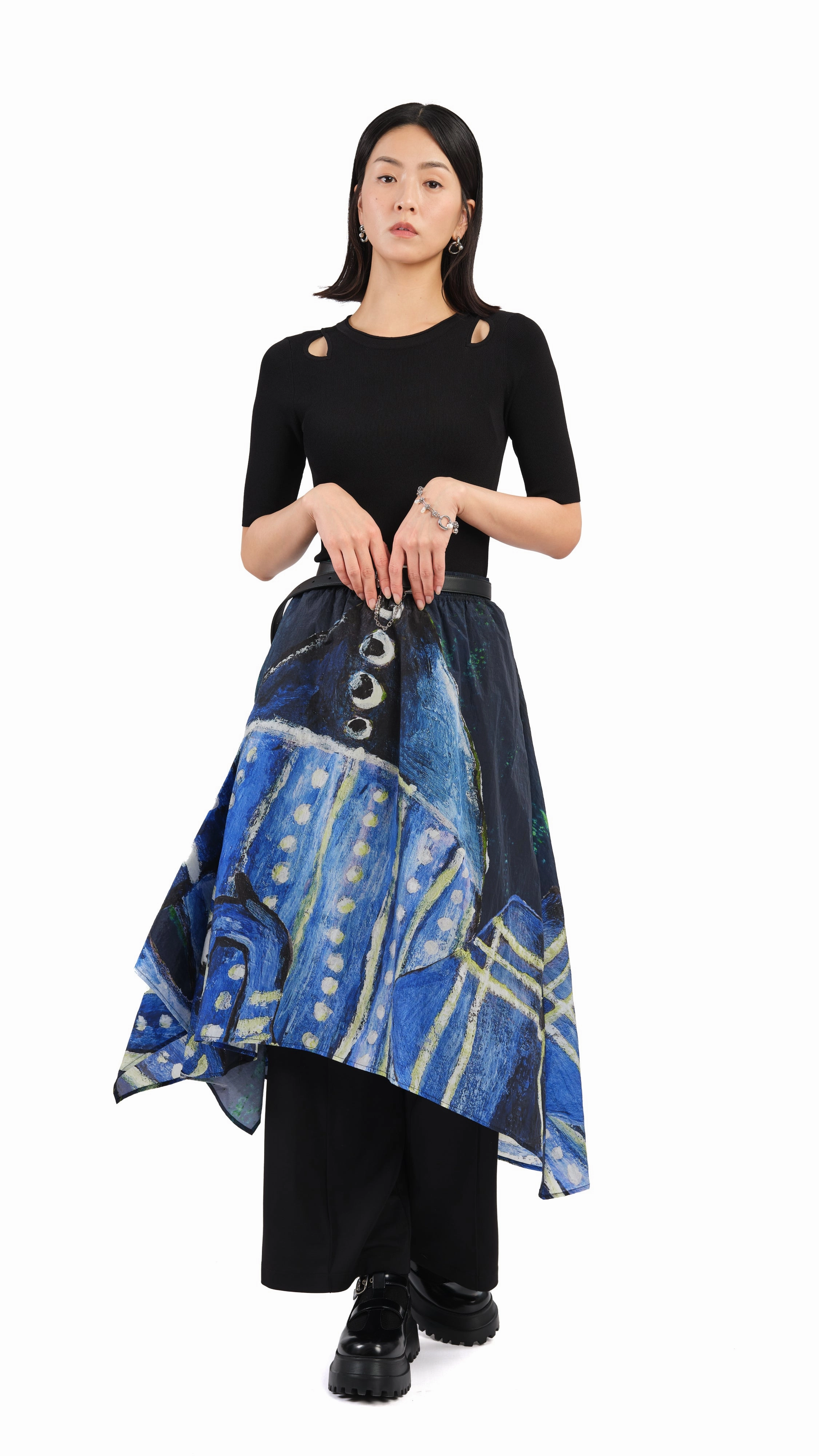 Selk'Nam Graphic Print Asymmetric Skirt