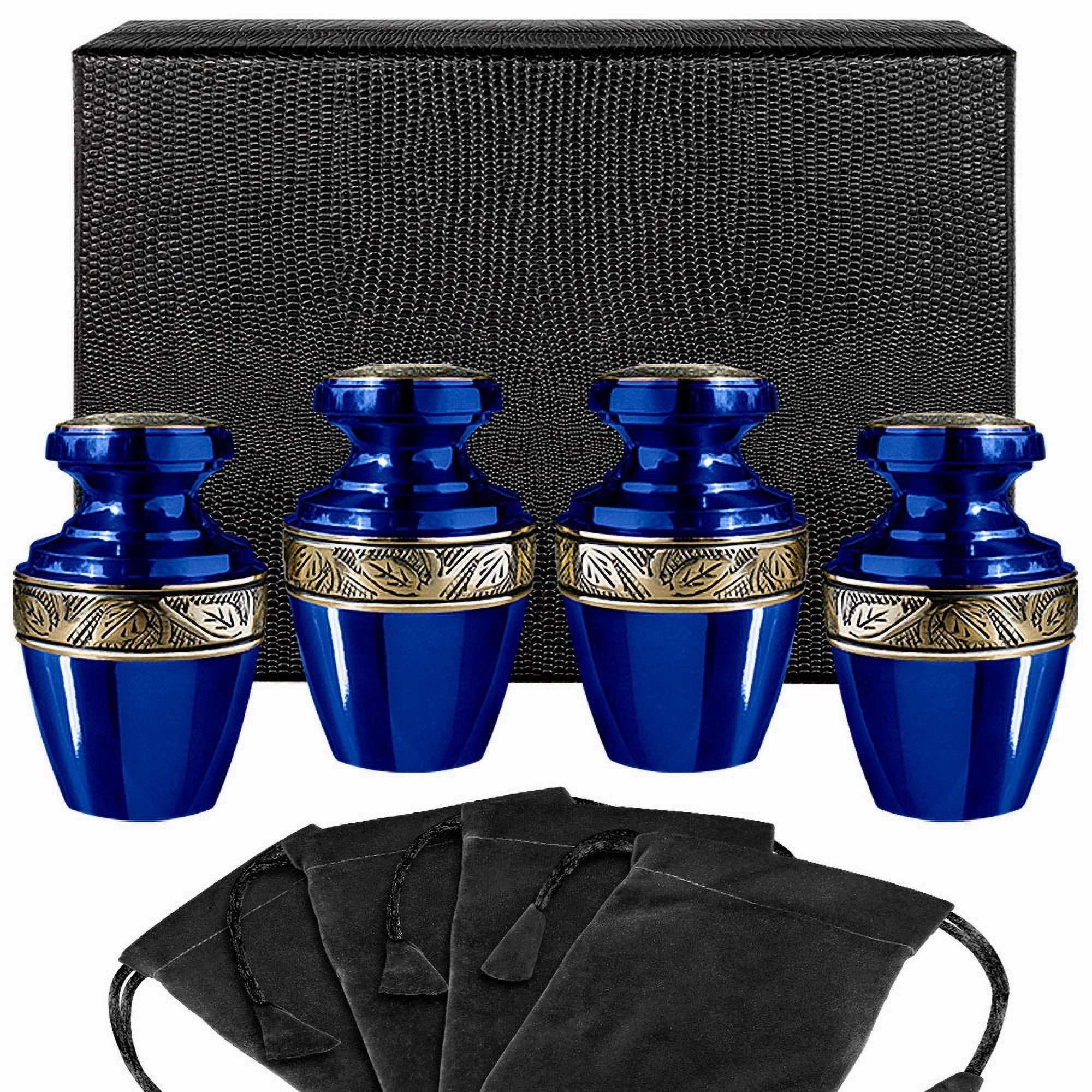 Serenity Blue Keepsake Urn for Human Ashes - Set of 4