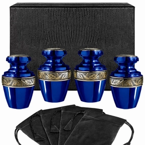 Serenity Blue Keepsake Urn for Human Ashes - Set of 4