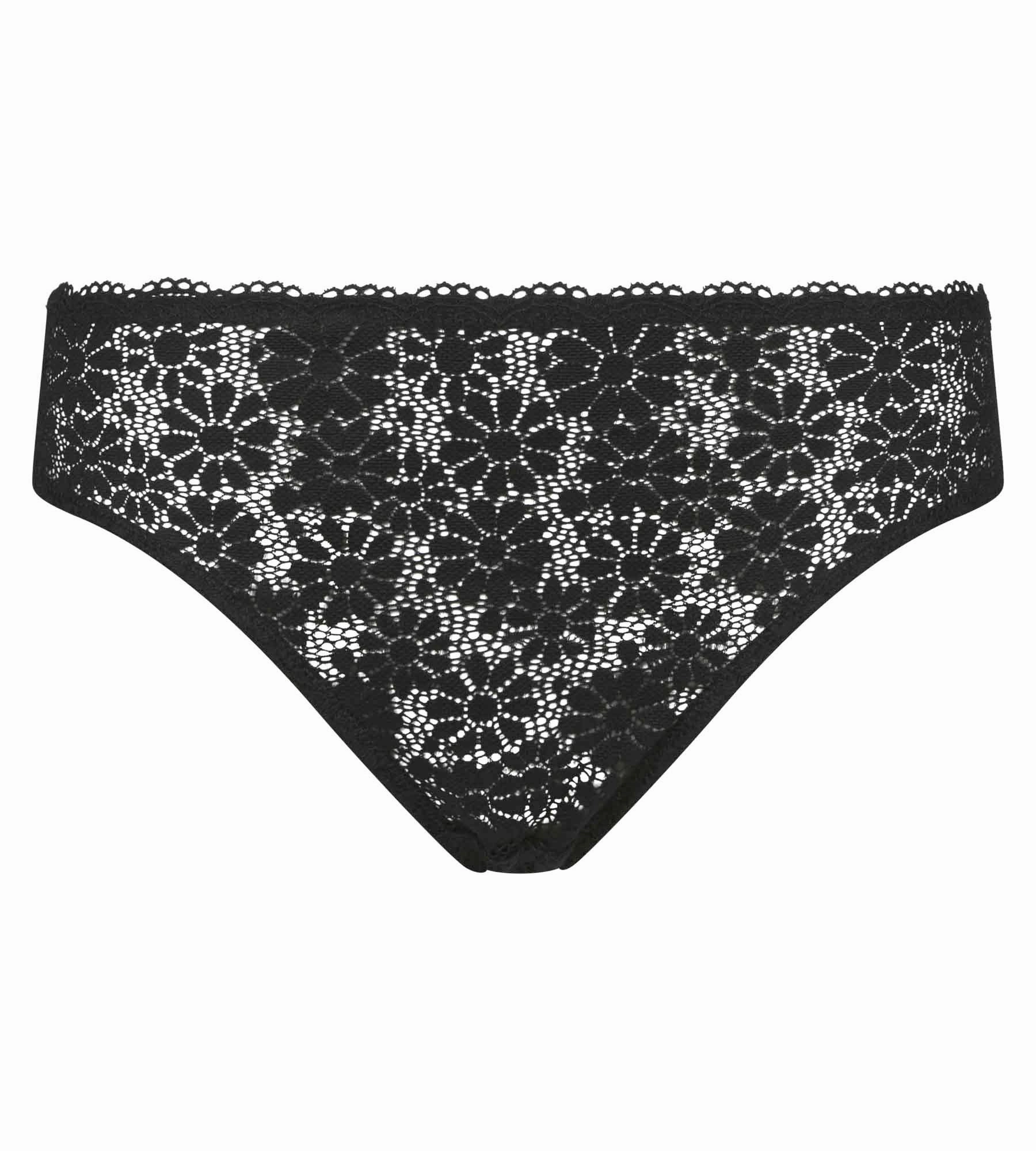 Slip femme en tulle et dentelle fleurie Noir Generous Édition Limitée