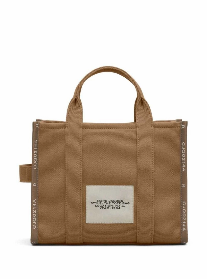 Small Tote' Beige Tote With Contrasting Logo Embroidery