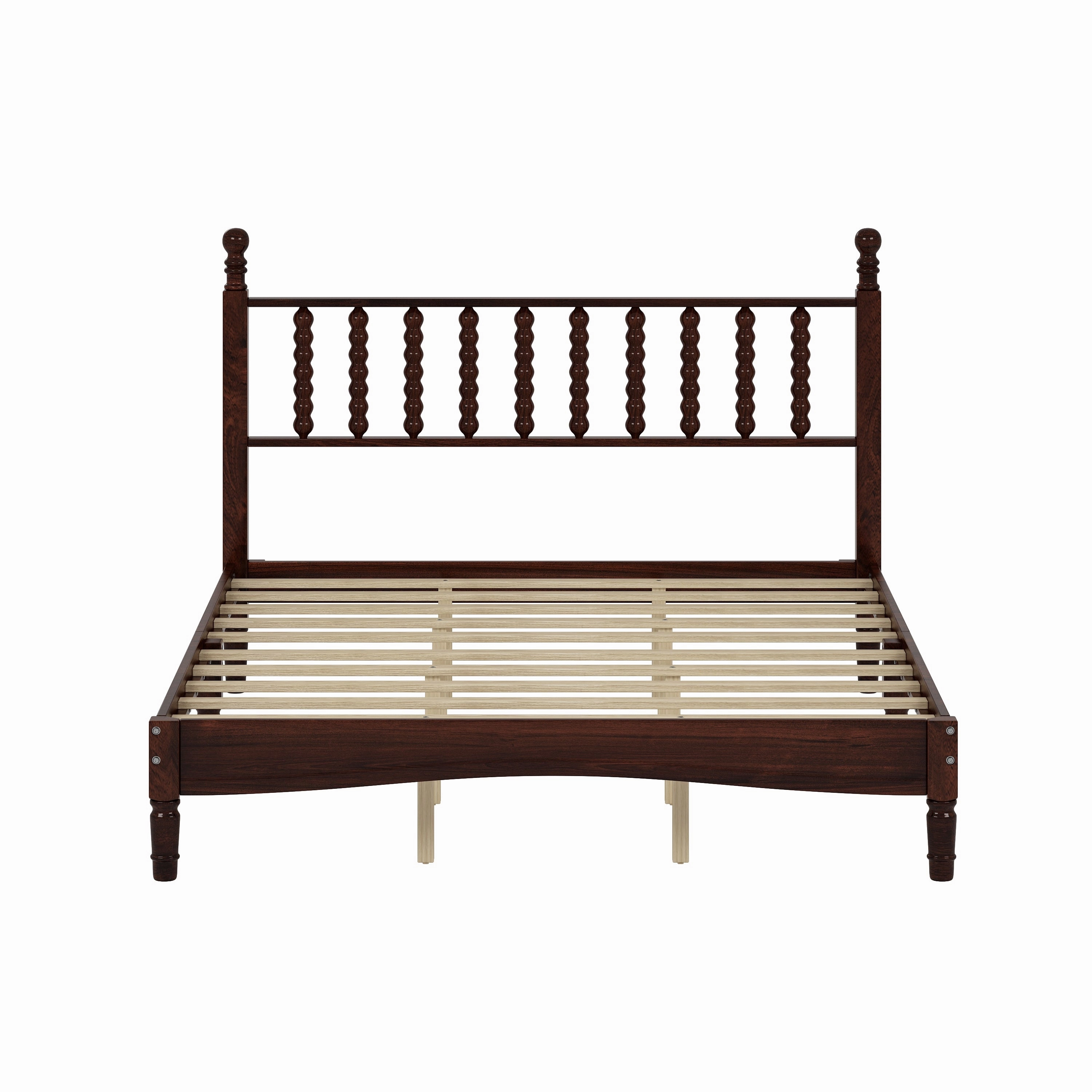 Streamdale Queen Bed Set with Retro Gourd Headboard, Storage Nightstand, Bench