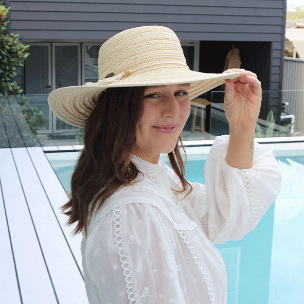 Sundaise Elena Wide Brim Hat - Natural