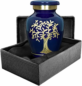 Tree of Life Blue Small Keepsake Urns for Human Ashes