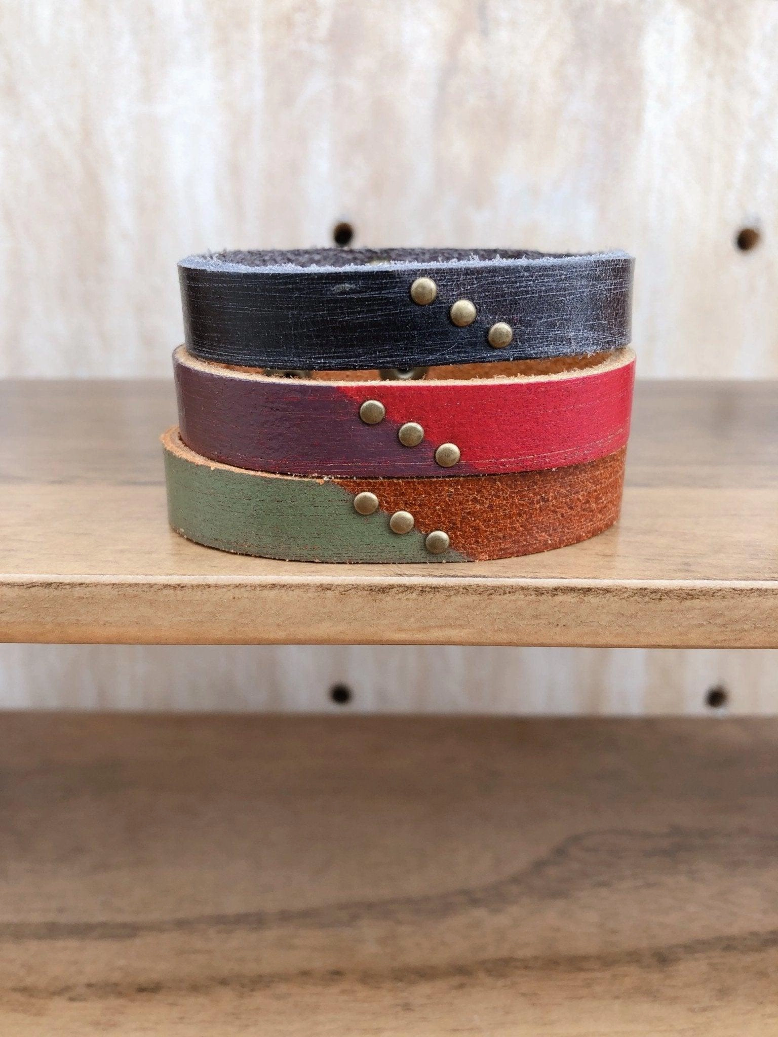 Two tone leather bracelet