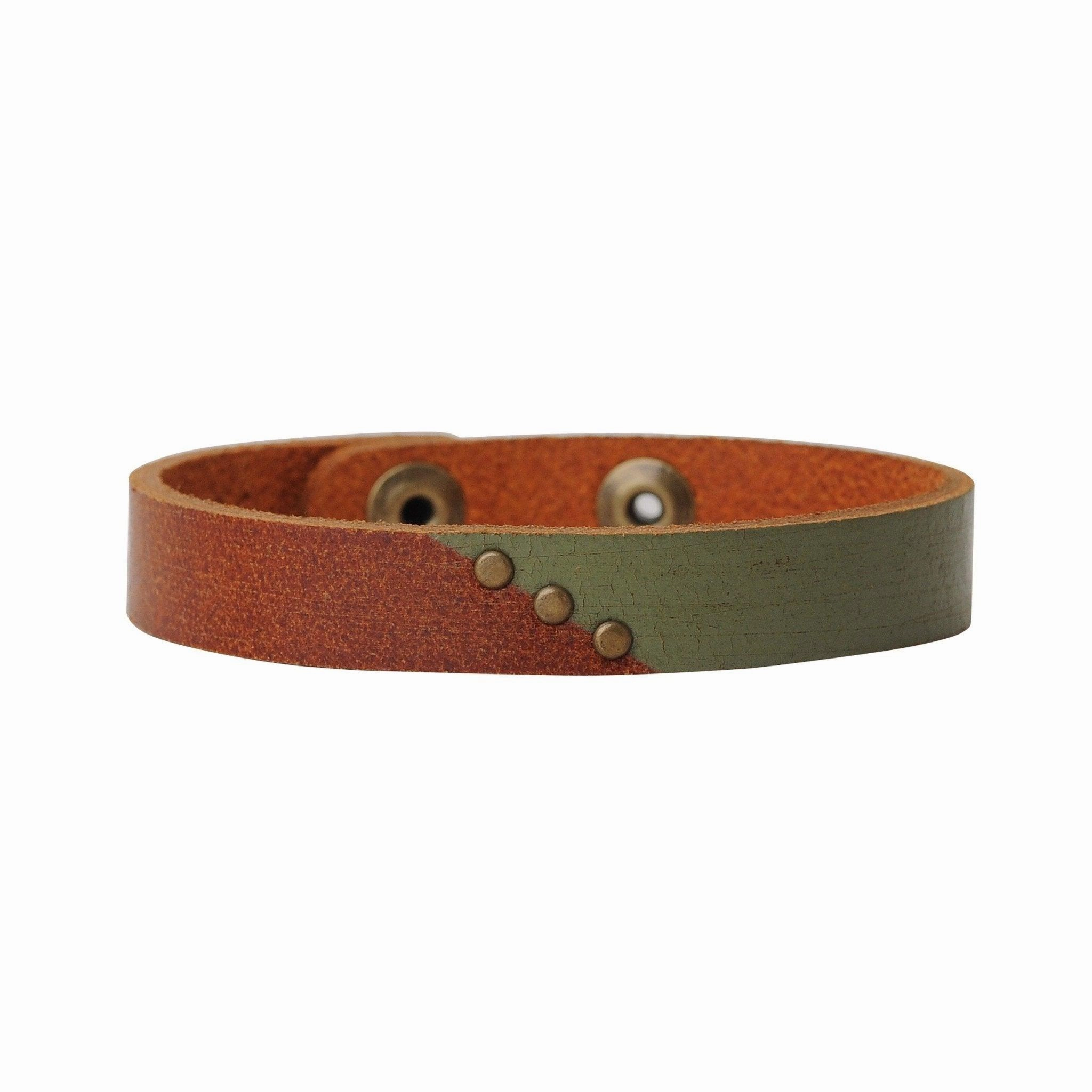 Two tone leather bracelet