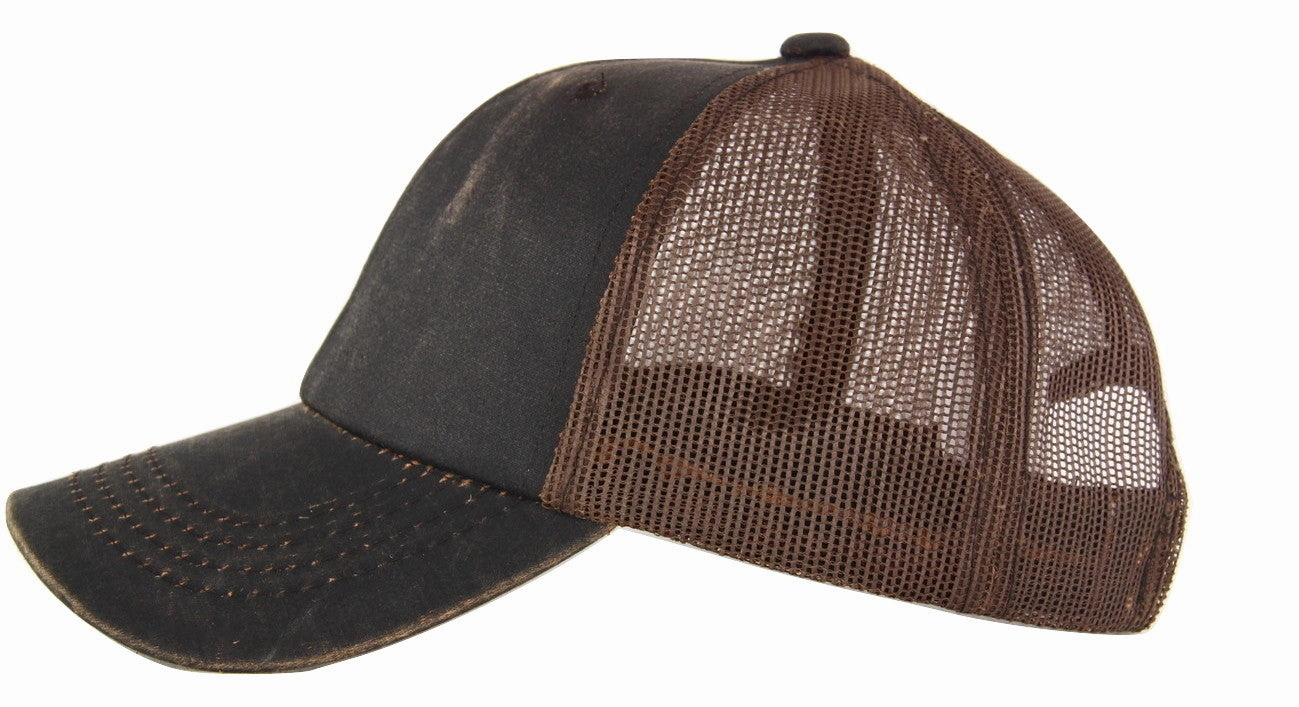 Weathered Cotton Trucker Cap - Brown