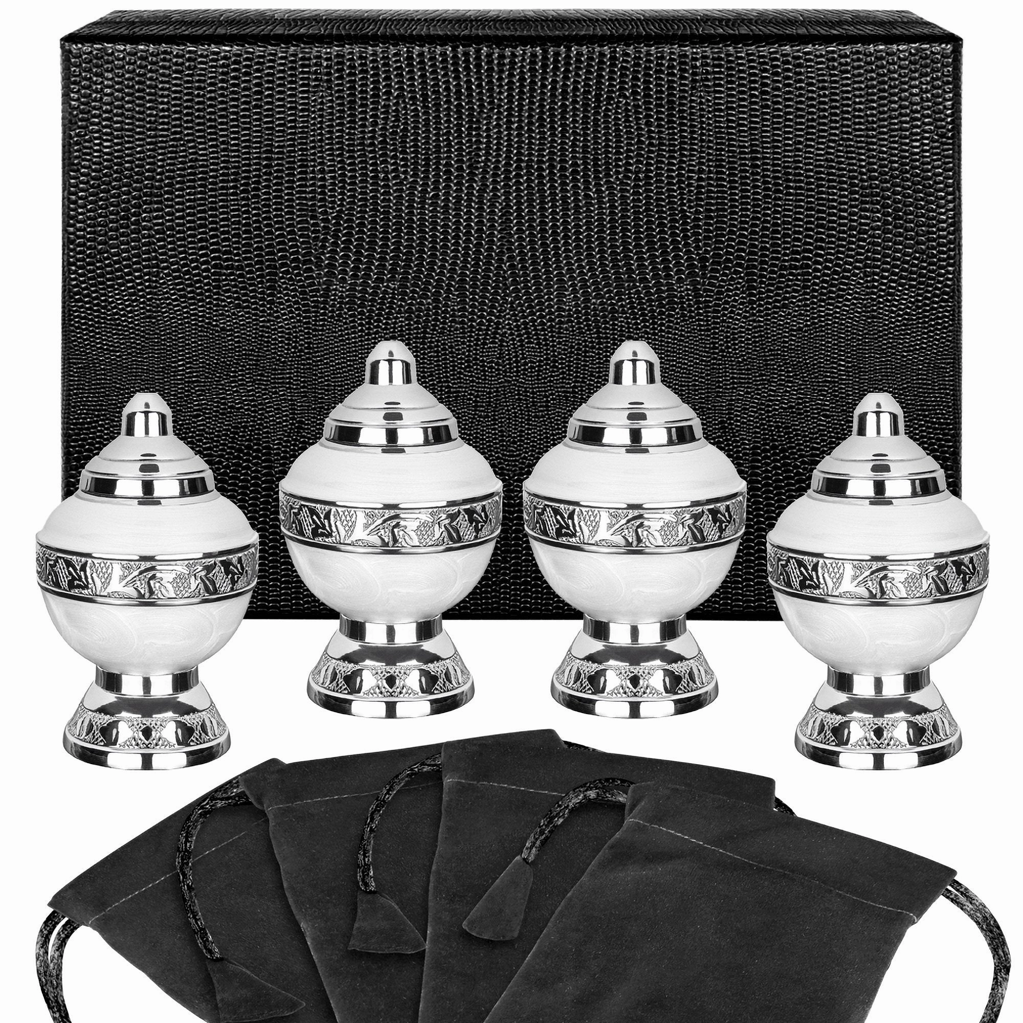 White Chalice Keepsake Cremation Urns for Human Ashes - Set of 4