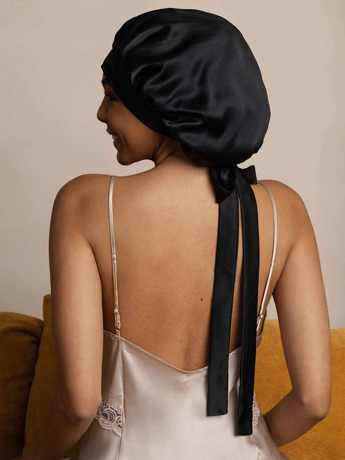 Women's Mulberry Silk Bonnet with Long Ribbons