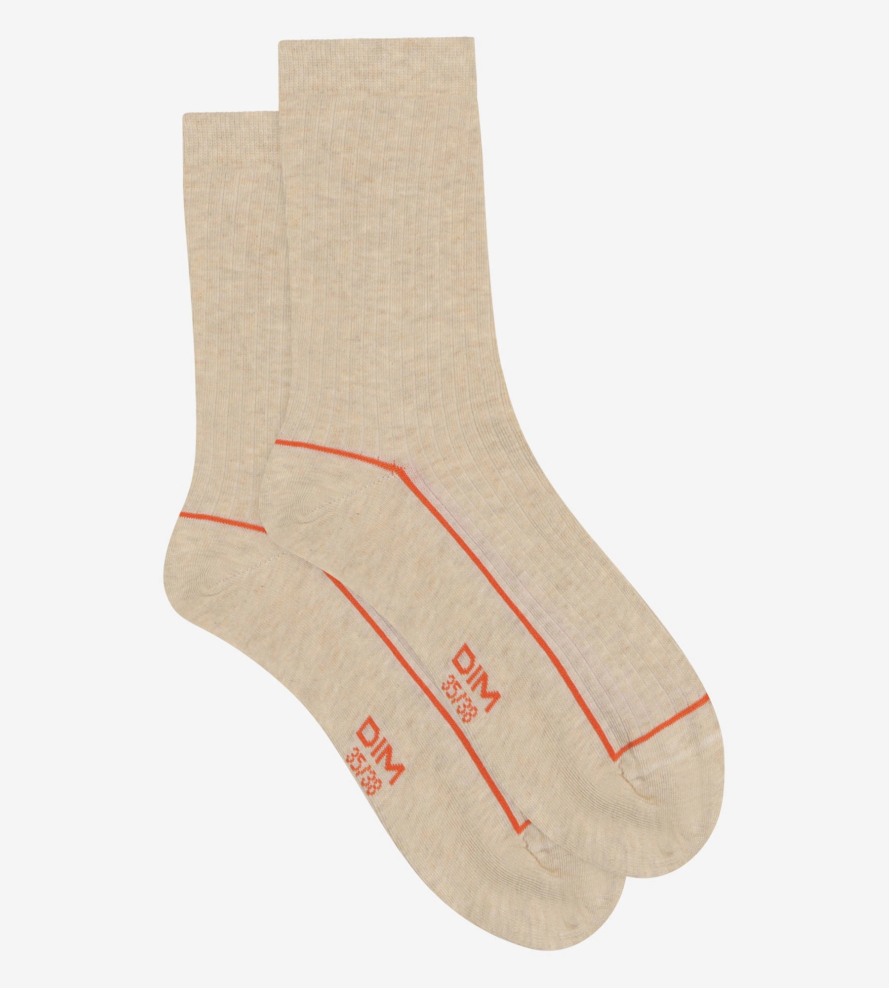 Women's ribbed cotton socks Steel with coloured piping Dim Mode