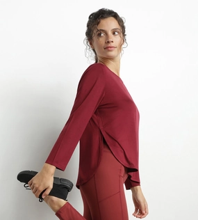Women's sports top with boat neck in Bordeaux viscose Dim Move